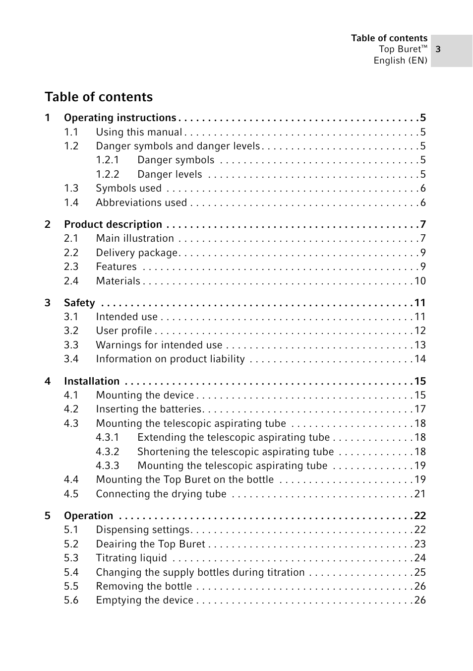 Eppendorf Top Buret M / H User Manual | Page 3 / 42