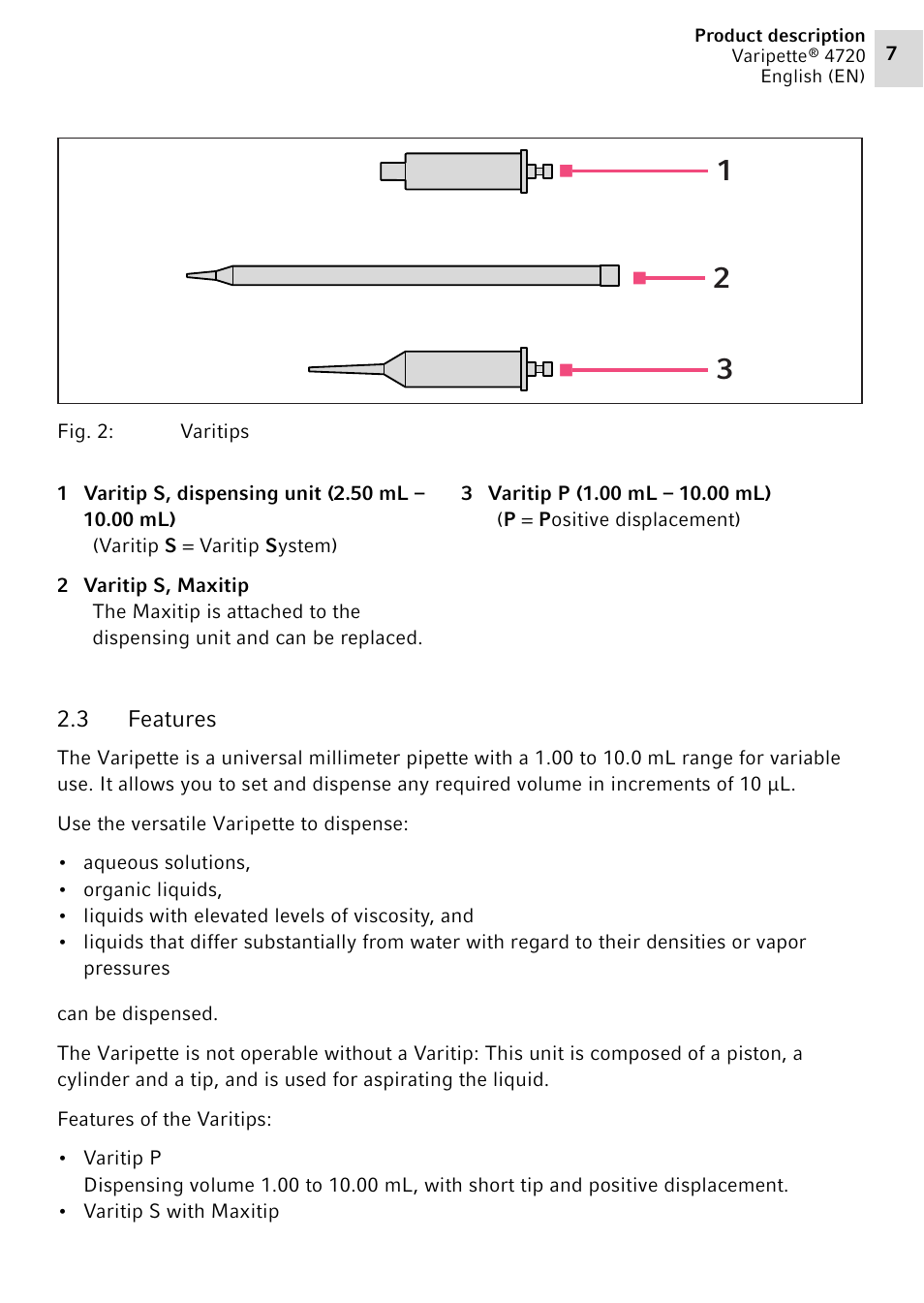 3 features, Features | Eppendorf Maxipettor 4720 User Manual | Page 7 / 20