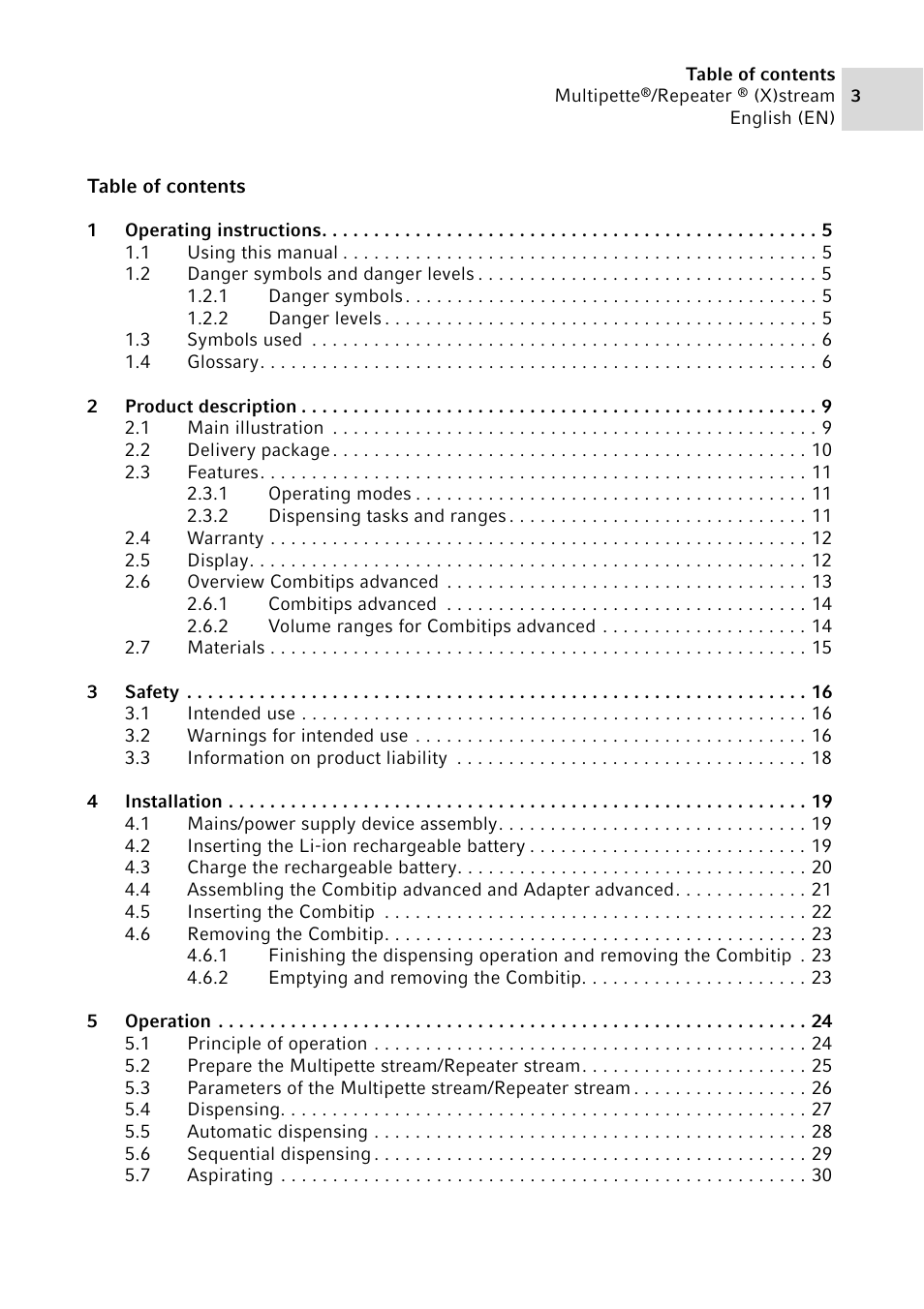 Eppendorf Multipette Xstream User Manual | Page 3 / 58