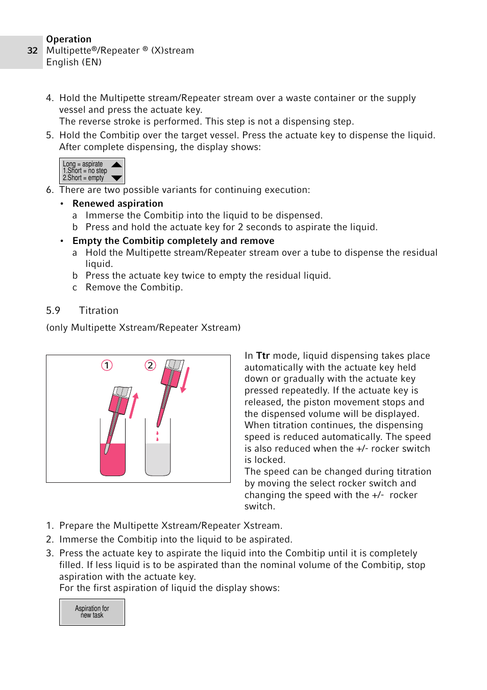 9 titration, Titration | Eppendorf Multipette Xstream User Manual | Page 32 / 58