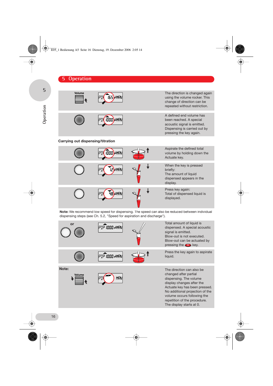 5 operation, Operation | Eppendorf Research pro User Manual | Page 16 / 60