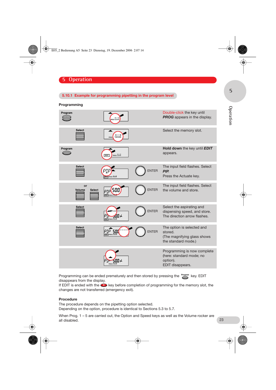5 operation 5, Operation | Eppendorf Research pro User Manual | Page 23 / 60