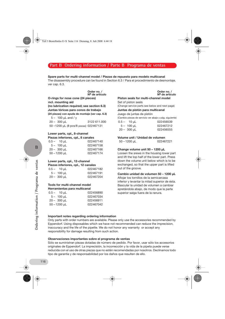 Ordering information / programa de ventas | Eppendorf Research pro User Manual | Page 56 / 60