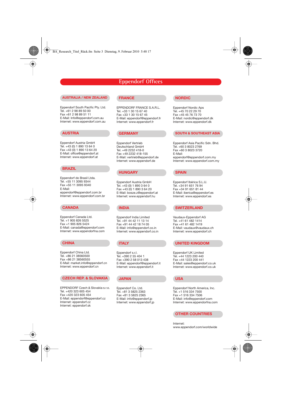 Eppendorf offices | Eppendorf Research pro User Manual | Page 59 / 60