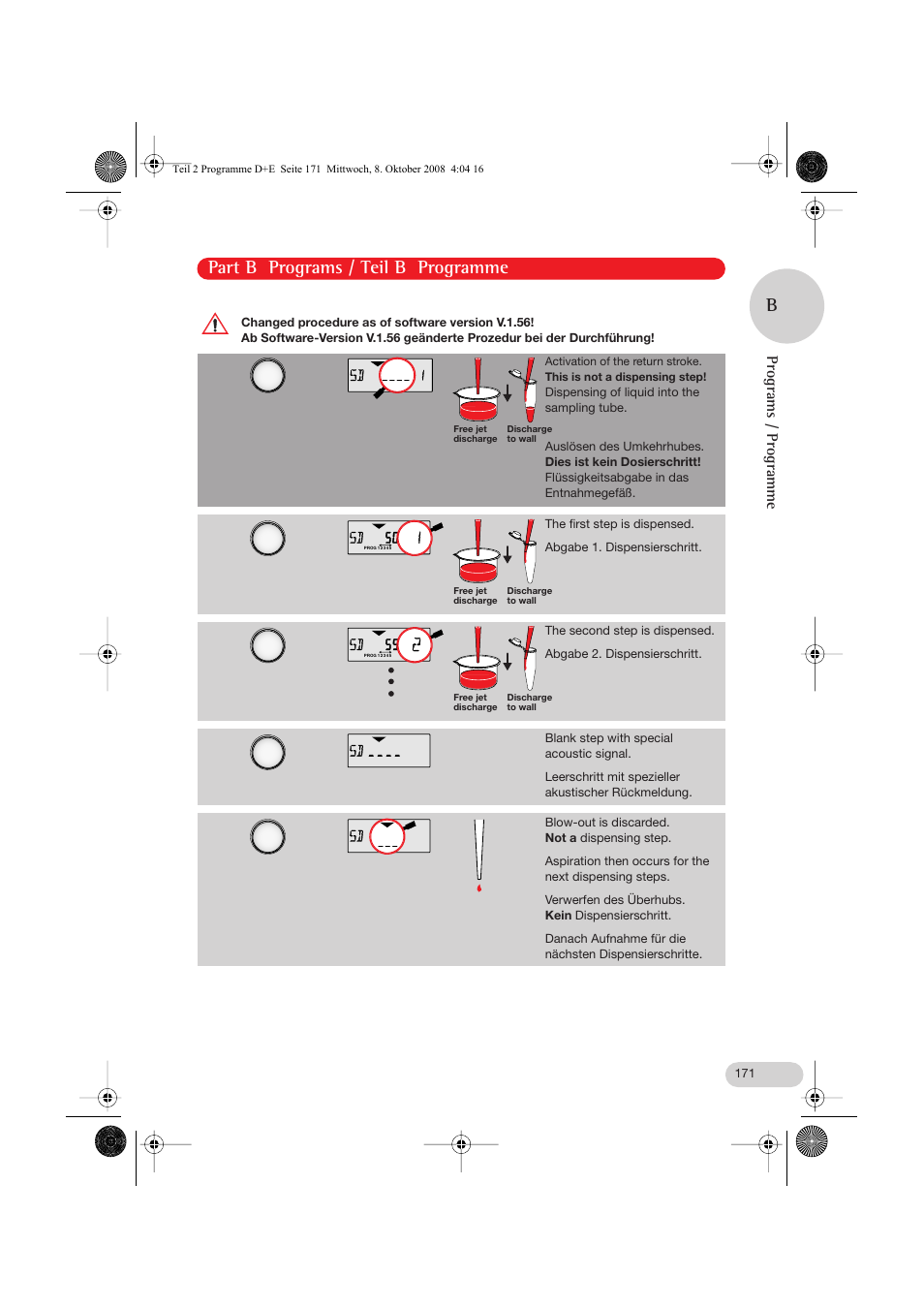 Part b programs / teil b programme b, Programs / programme | Eppendorf Research pro User Manual | Page 43 / 64