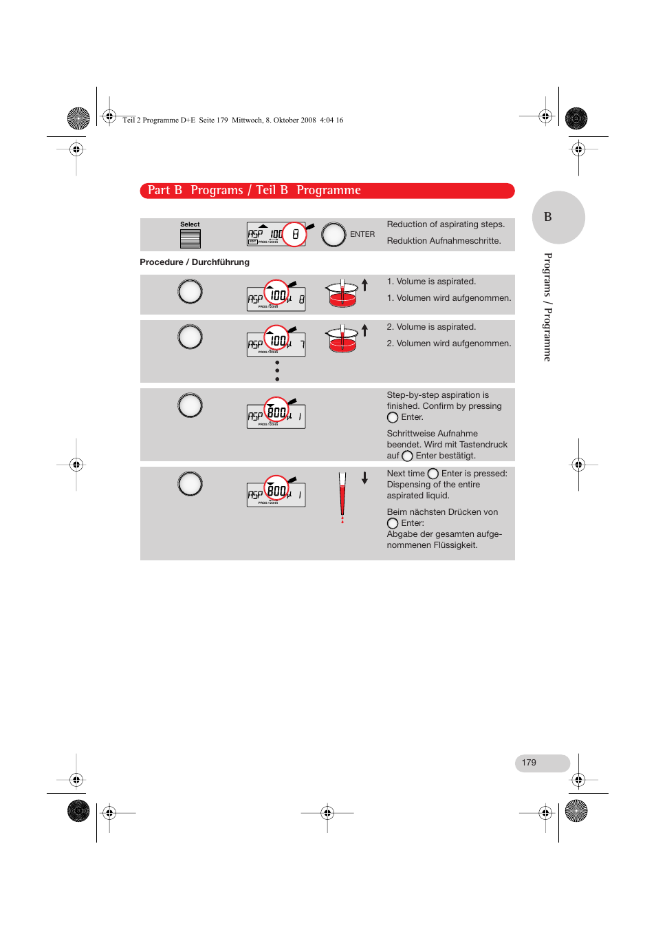 Part b programs / teil b programme b, Programs / programme | Eppendorf Research pro User Manual | Page 51 / 64