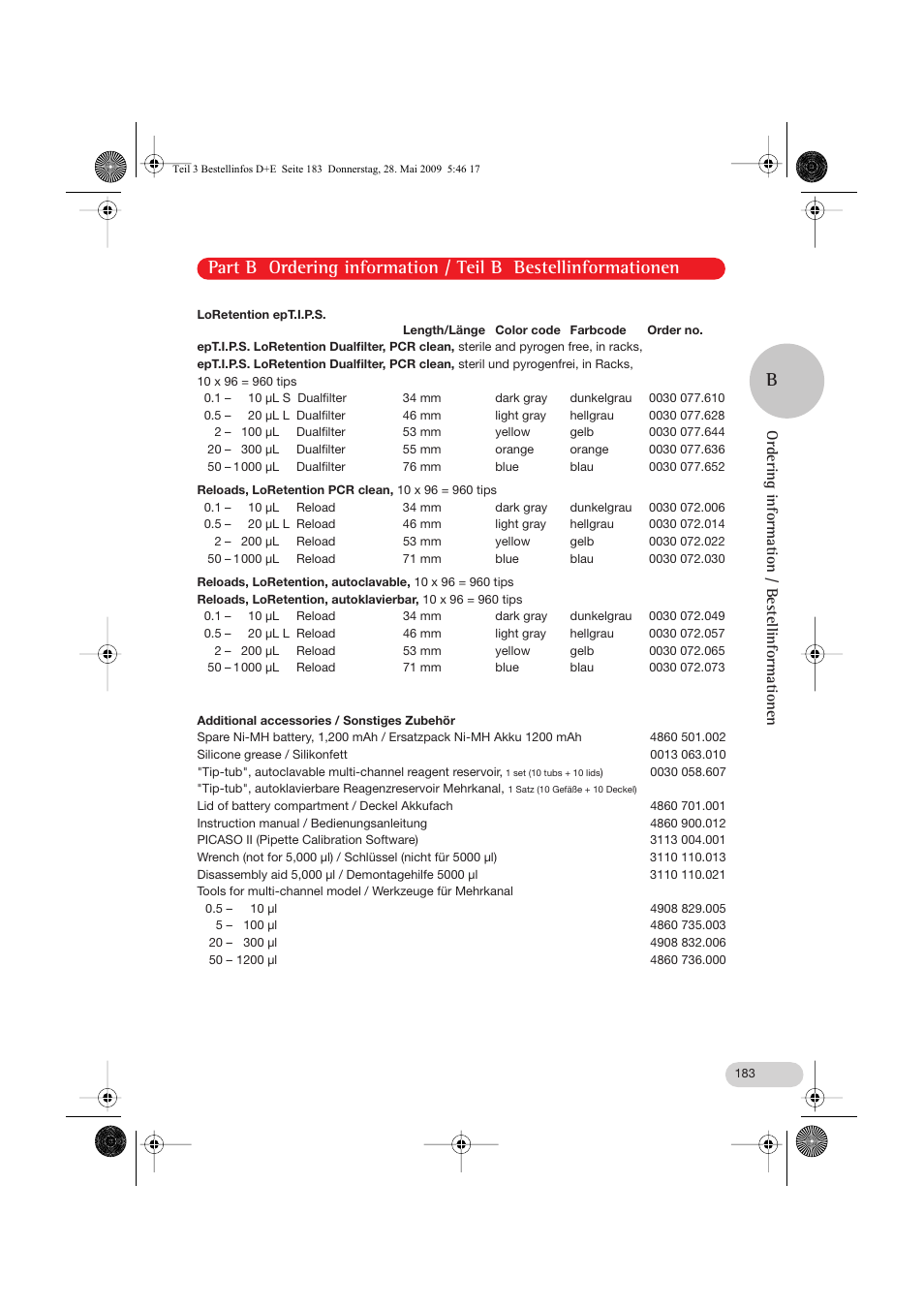 Additional accessories, Ordering information / bestellinformationen | Eppendorf Research pro User Manual | Page 55 / 64