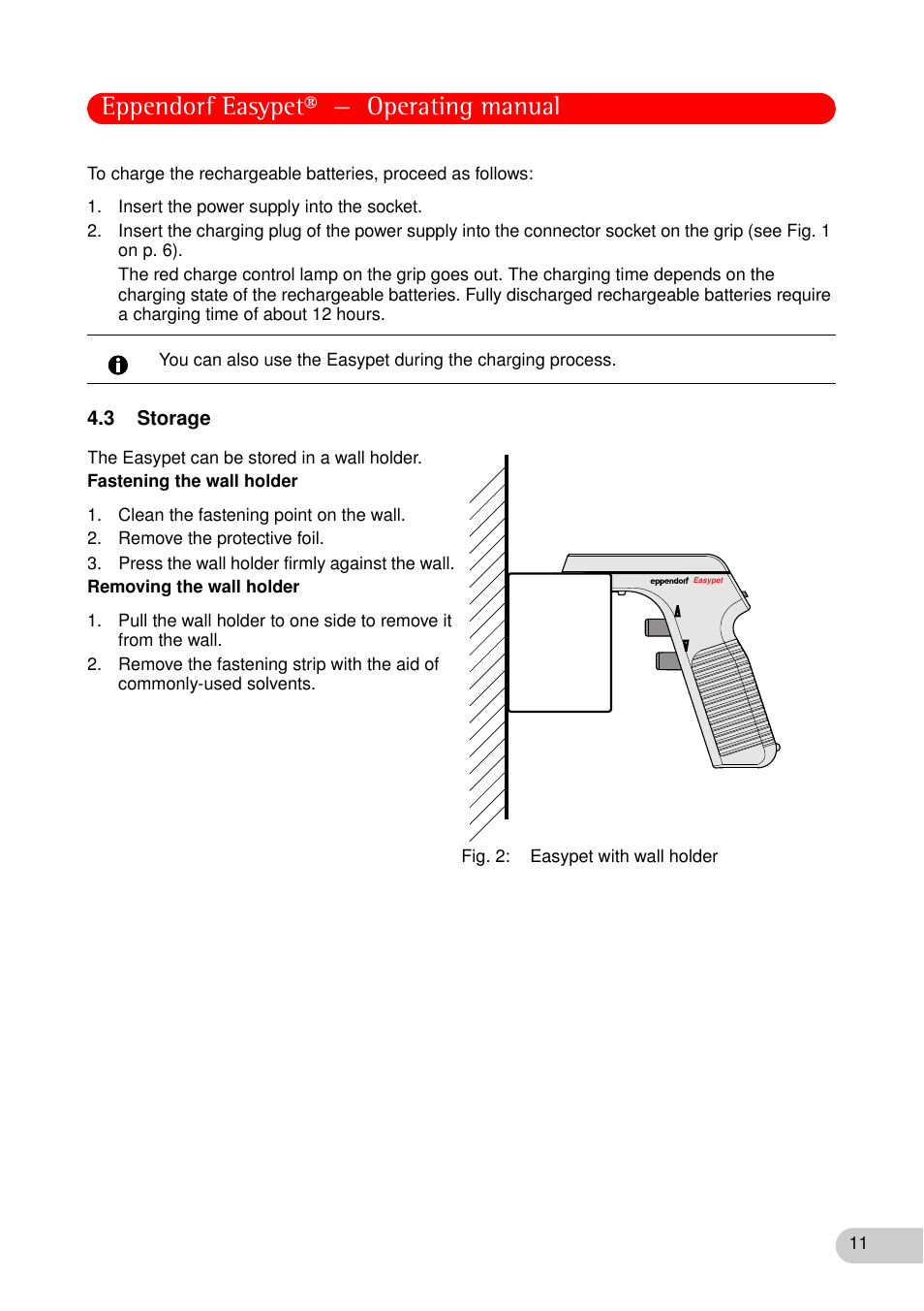 3 storage, Eppendorf easypet® — operating manual | Eppendorf Easypet User Manual | Page 10 / 23