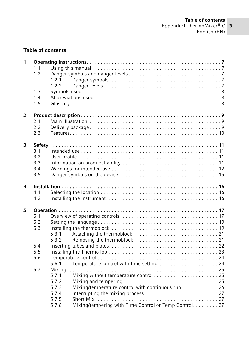 Eppendorf ThermoMixer C User Manual | Page 3 / 54