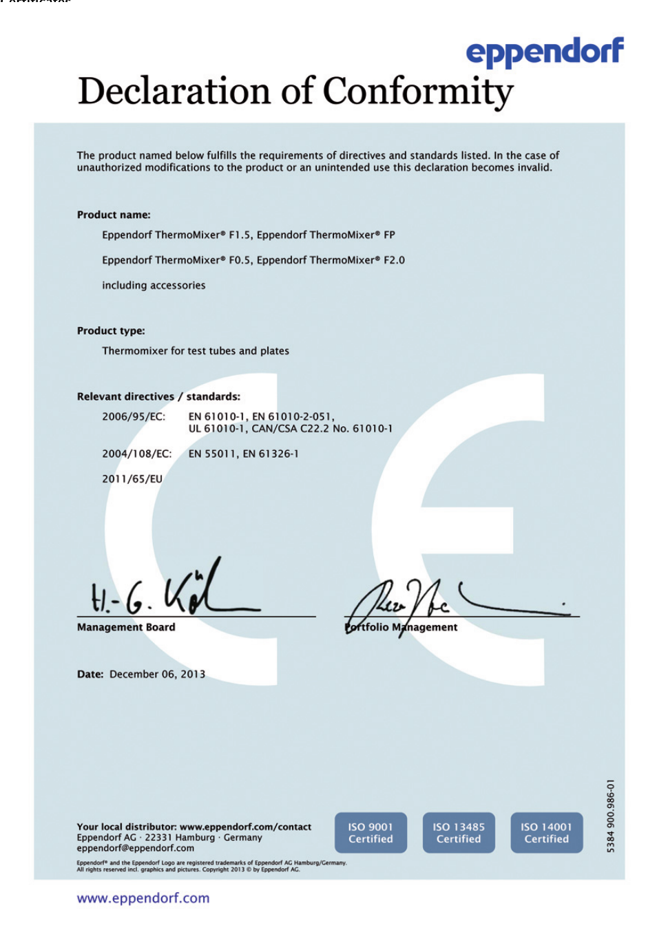 Certificates | Eppendorf ThermoMixer FP User Manual | Page 37 / 40