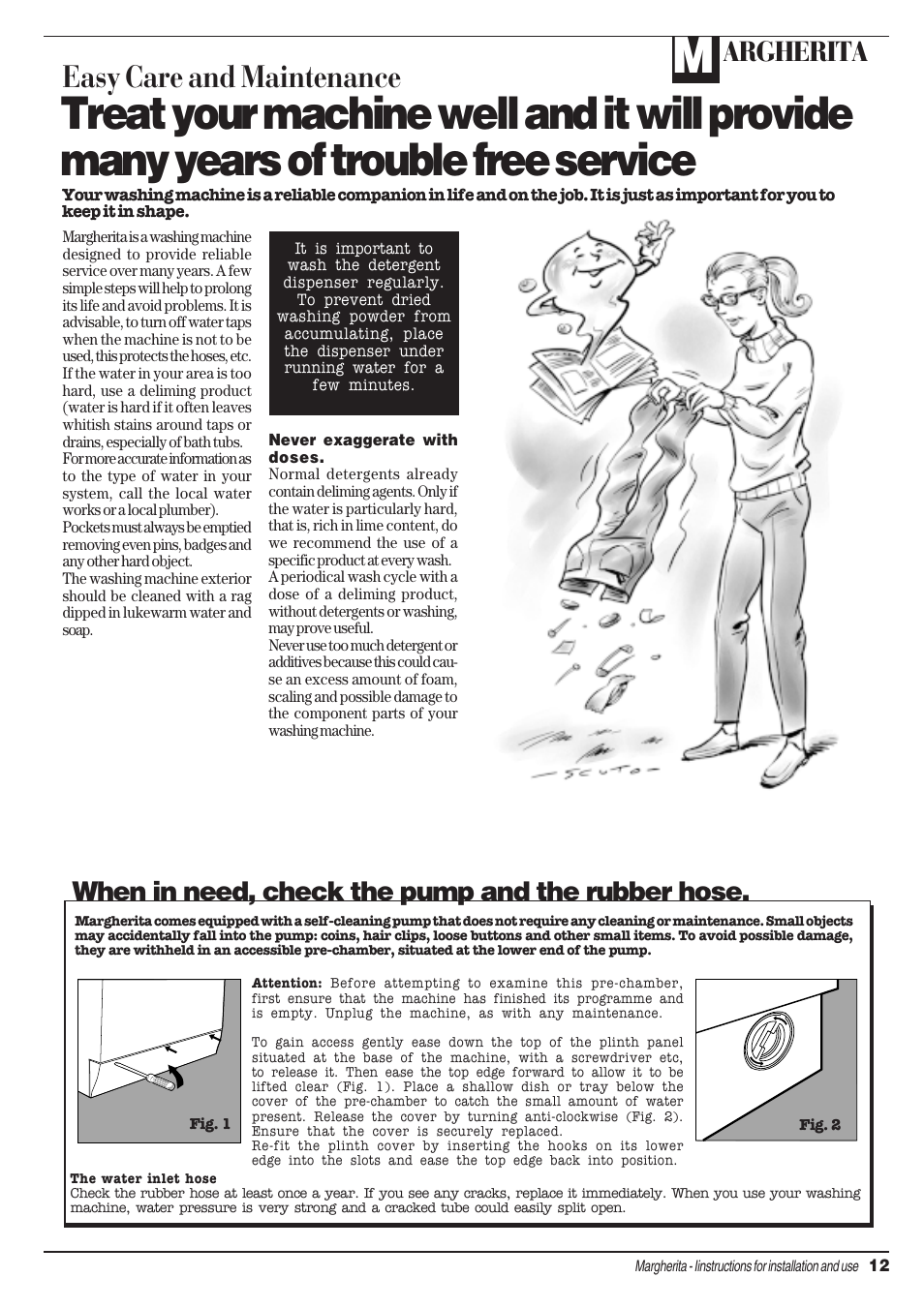 Easy care and maintenance, Argherita, When in need, check the pump and the rubber hose | Ariston AIB 14 User Manual | Page 13 / 16