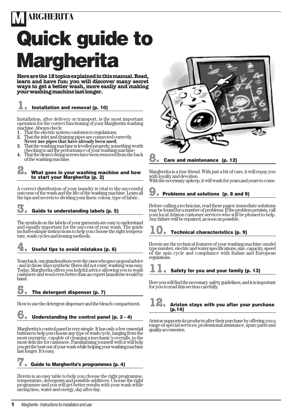 Quick guide to margherita, Argherita | Ariston AIB 14 User Manual | Page 2 / 16