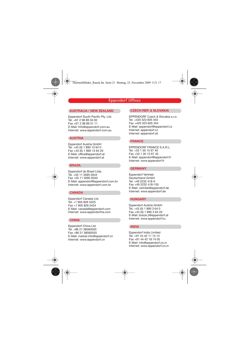 Eppendorf offices | Eppendorf Thermoblock slides User Manual | Page 12 / 15