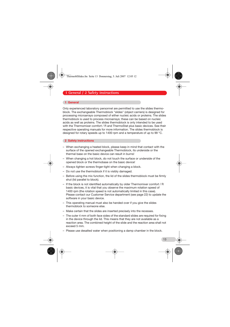 1 general, 2 safety instructions, 1 general / 2 safety instructions | Eppendorf Thermoblock slides User Manual | Page 4 / 15
