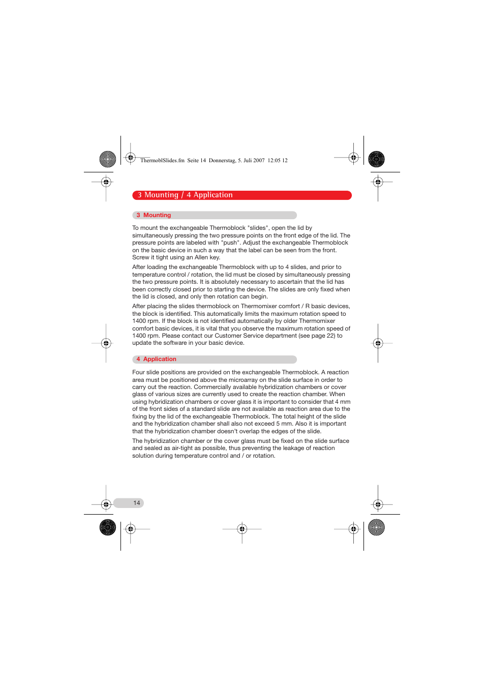 3 mounting, 4 application, 3 mounting / 4 application | Eppendorf Thermoblock slides User Manual | Page 5 / 15