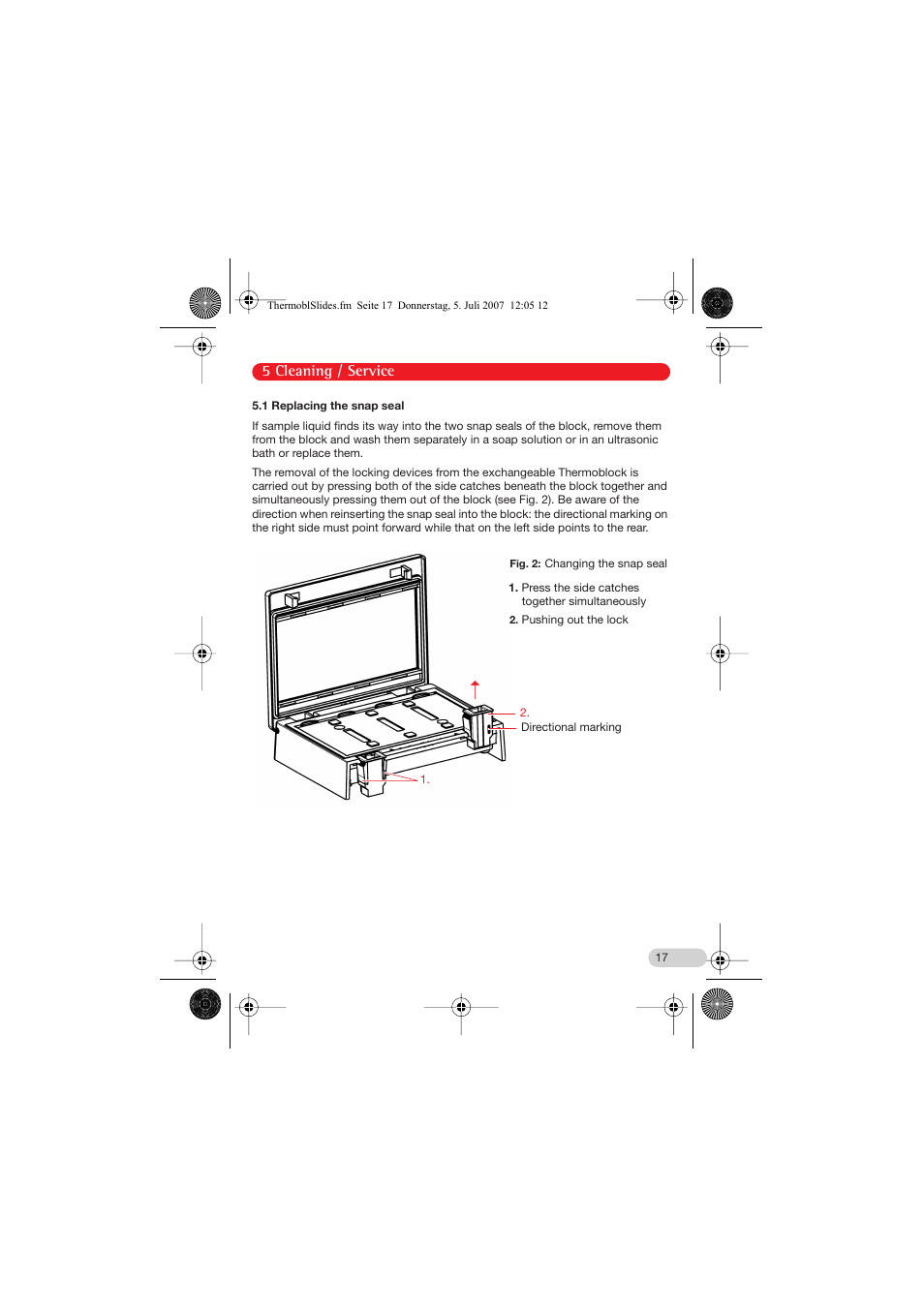 1 replacing the snap seal | Eppendorf Thermoblock slides User Manual | Page 8 / 15