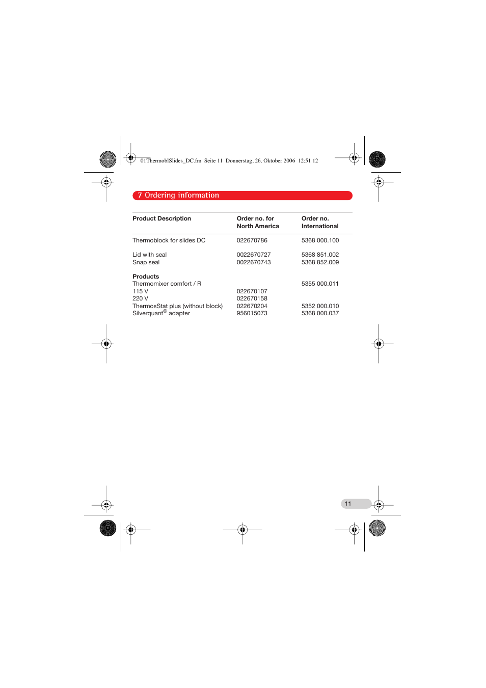 7 ordering information | Eppendorf Thermoblock for slides DC User Manual | Page 11 / 16