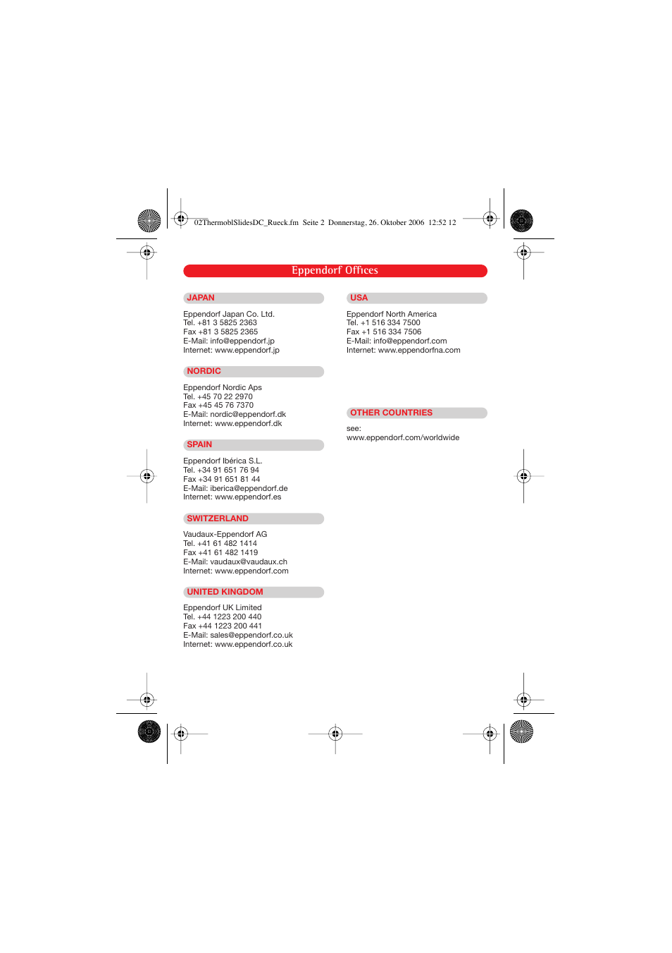 Eppendorf offices | Eppendorf Thermoblock for slides DC User Manual | Page 15 / 16