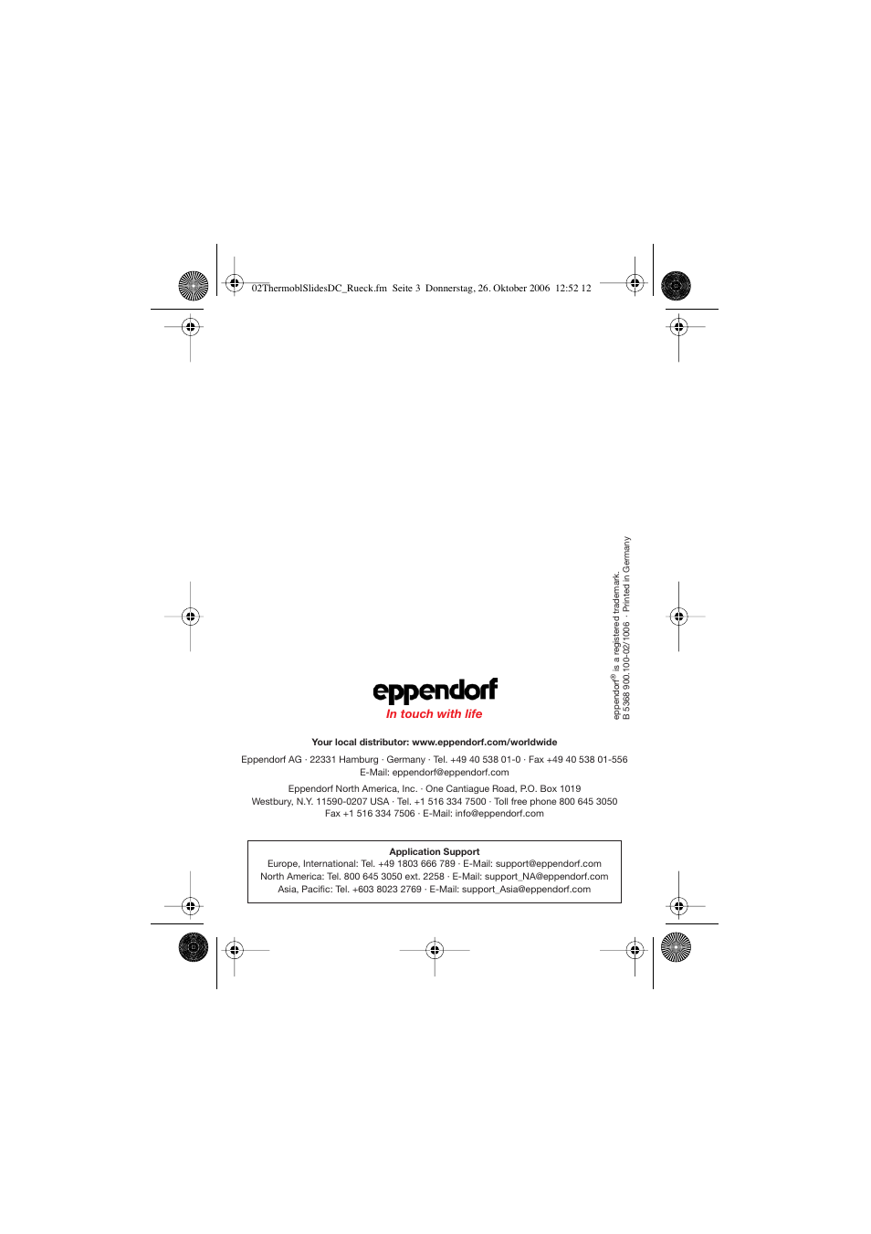 Edp no. 5368 900.100-02/1006 | Eppendorf Thermoblock for slides DC User Manual | Page 16 / 16