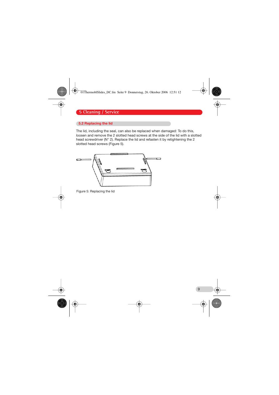 2 replacing the lid | Eppendorf Thermoblock for slides DC User Manual | Page 9 / 16