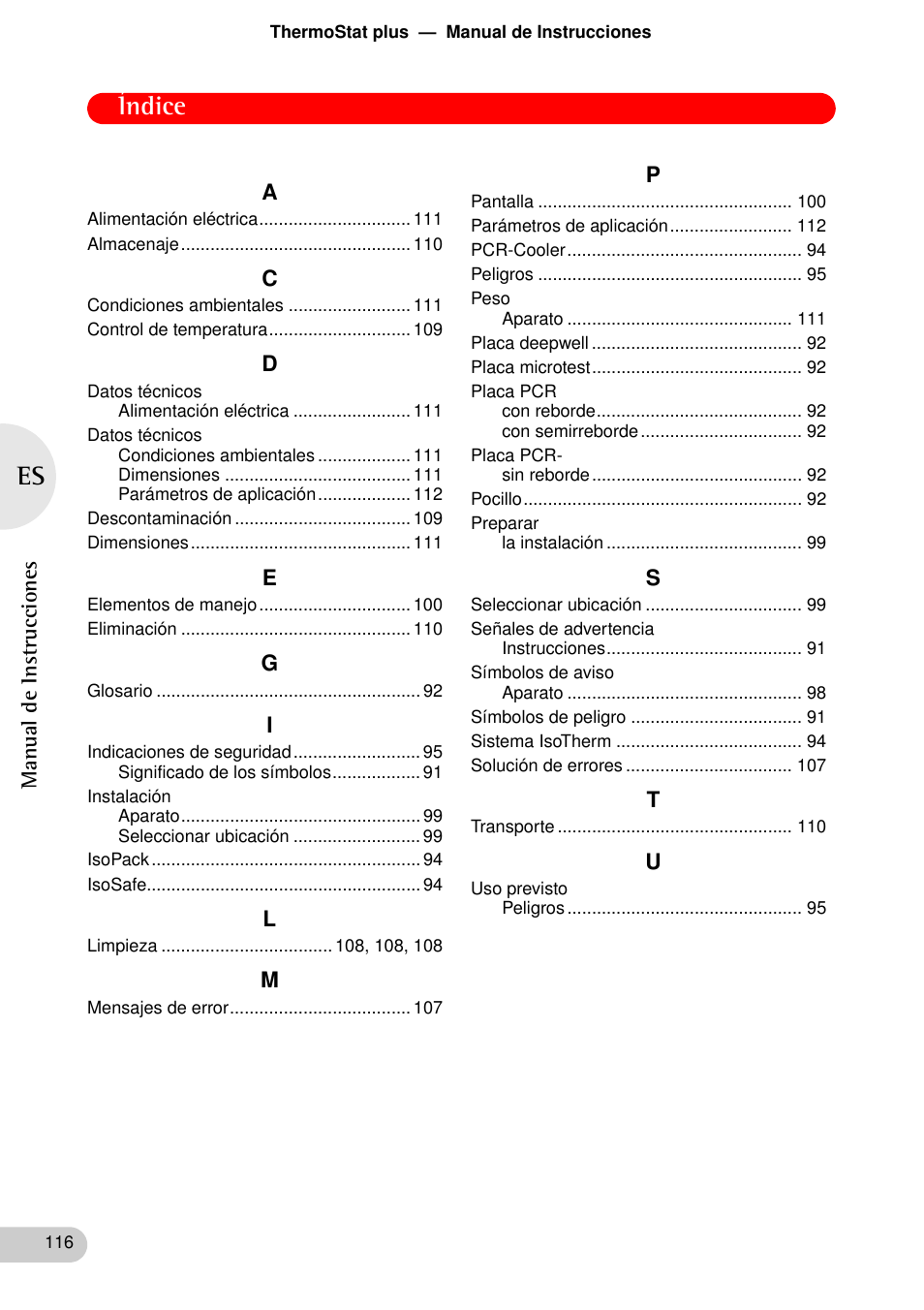 Índice, 11 índice | Eppendorf ThermoStat plus User Manual | Page 30 / 33