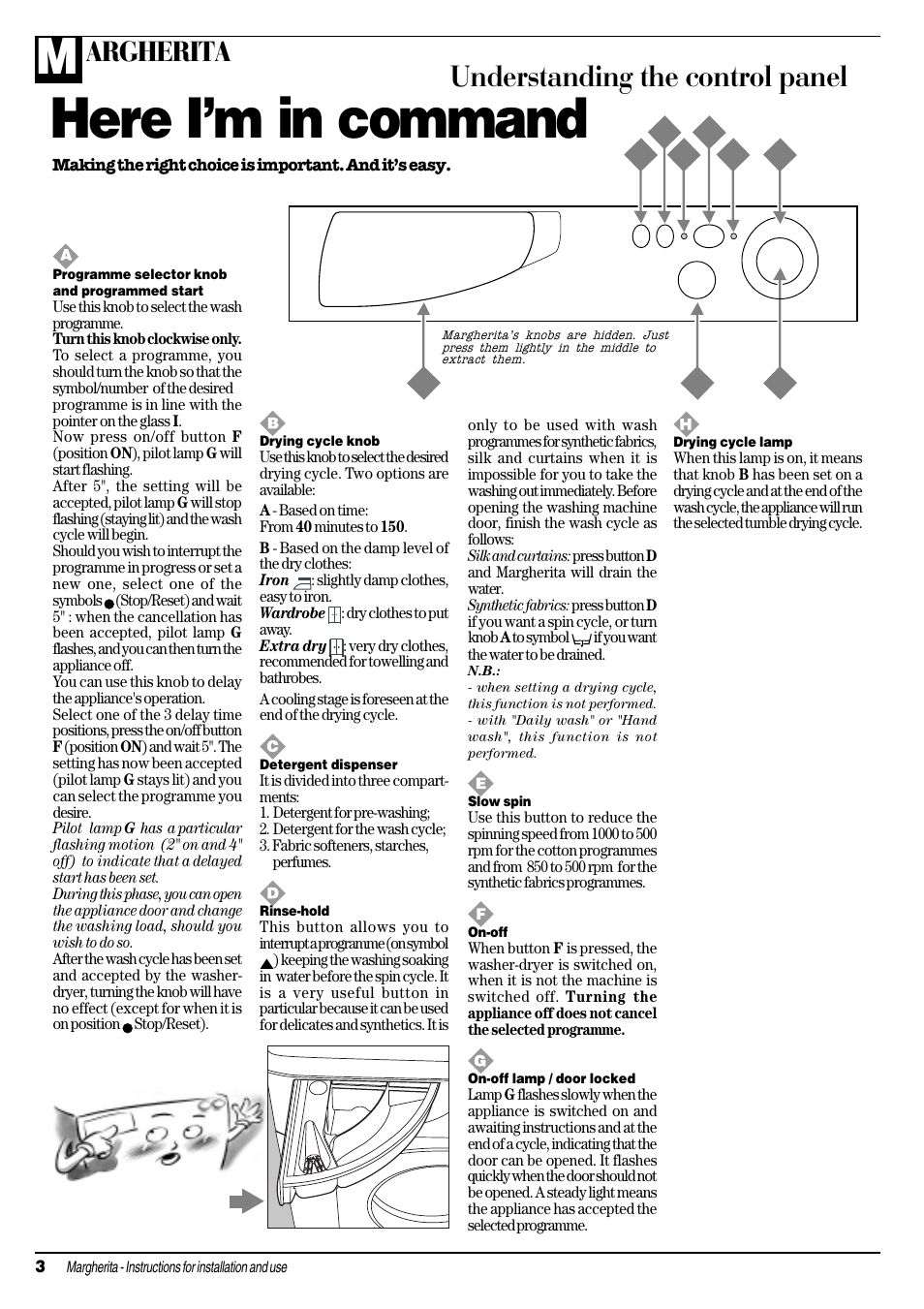Here im in command, Understanding the control panel, Argherita | Ariston MARGHERITA AWD 10 User Manual | Page 4 / 20