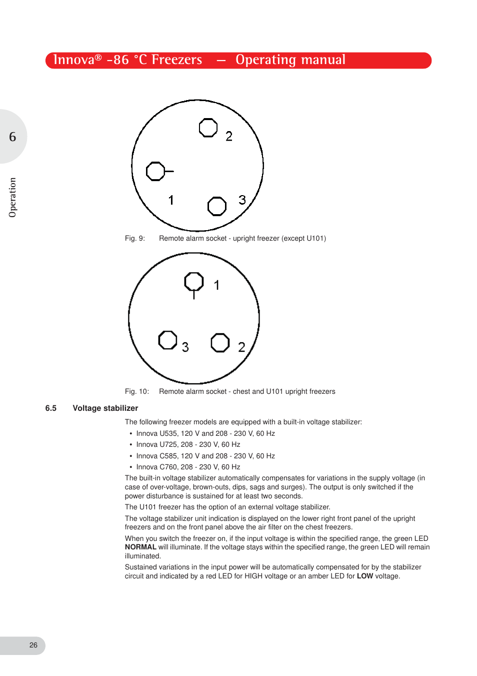 Innova® -86 °c freezers — operating manual, Operation | Eppendorf New Brunswick -86 °C Freezers Innova User Manual | Page 26 / 44