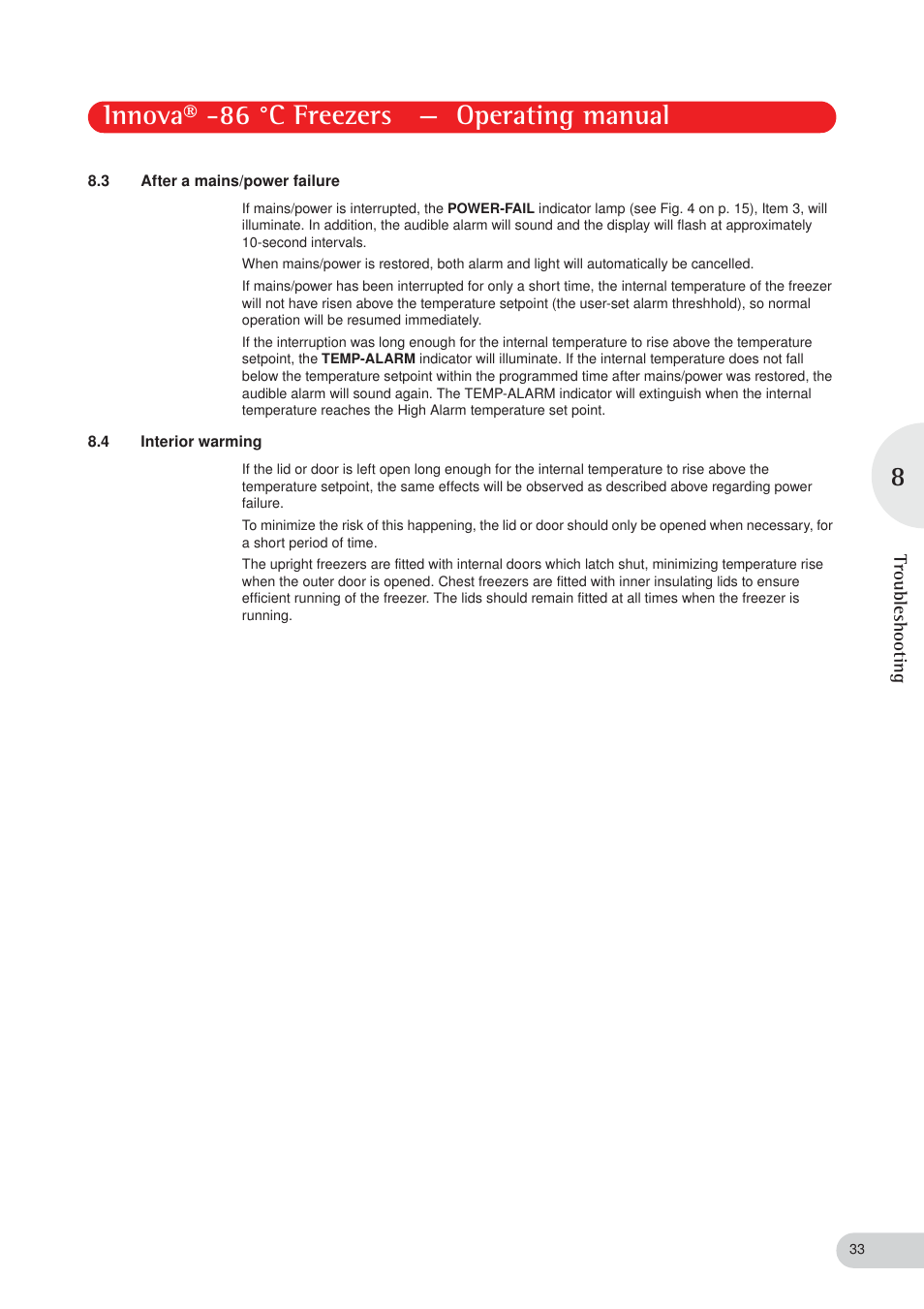 Innova® -86 °c freezers — operating manual | Eppendorf New Brunswick -86 °C Freezers Innova User Manual | Page 33 / 44