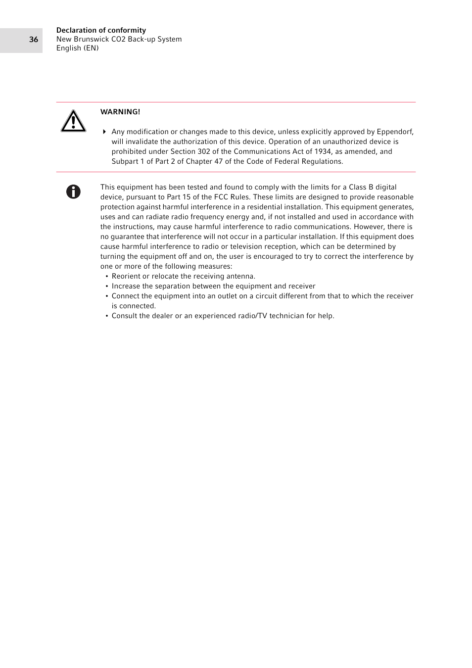 Eppendorf CO2 Back-up System User Manual | Page 36 / 40