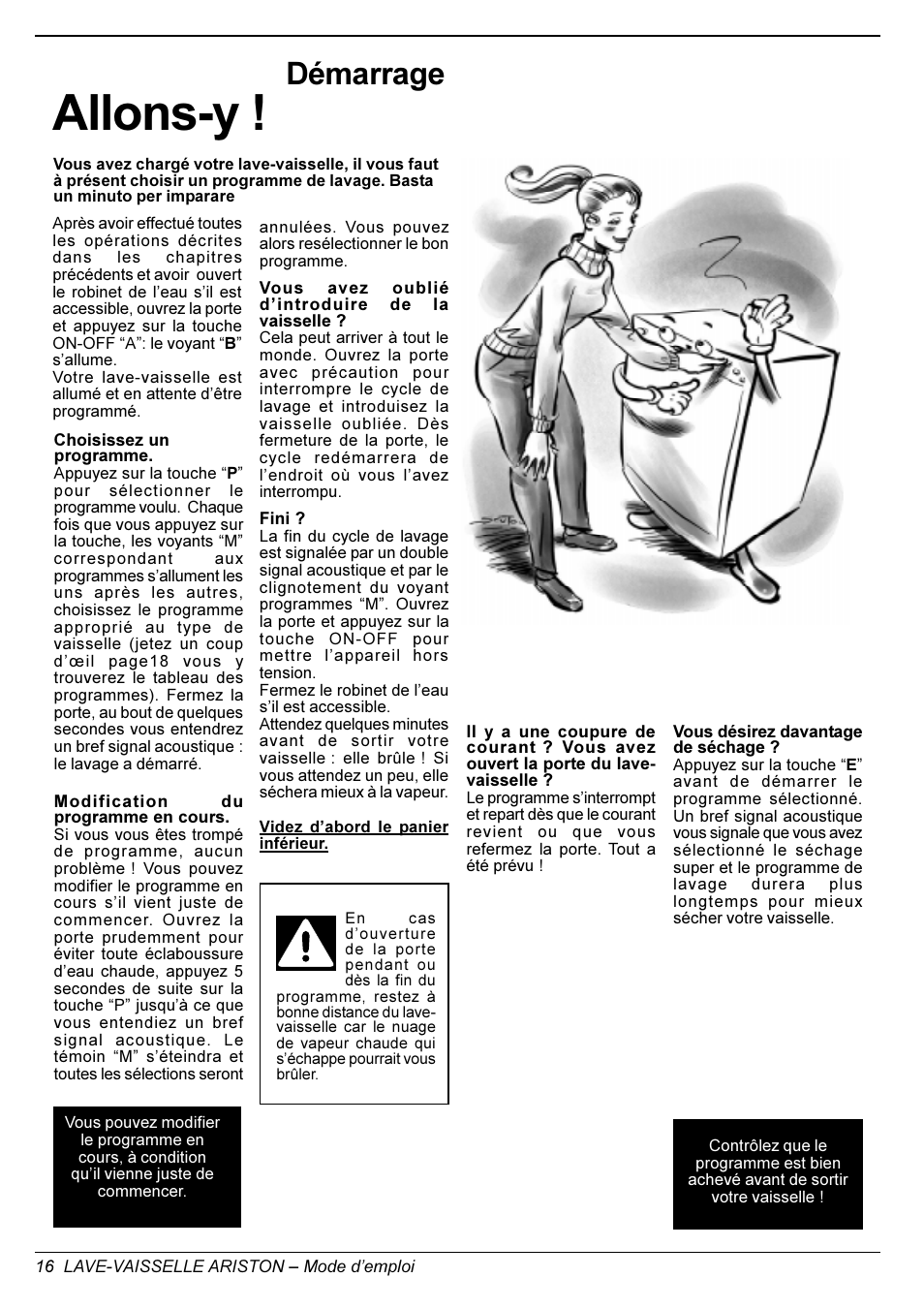 Allons-y, Démarrage | Ariston LI 640 I-B-S-W User Manual | Page 18 / 36