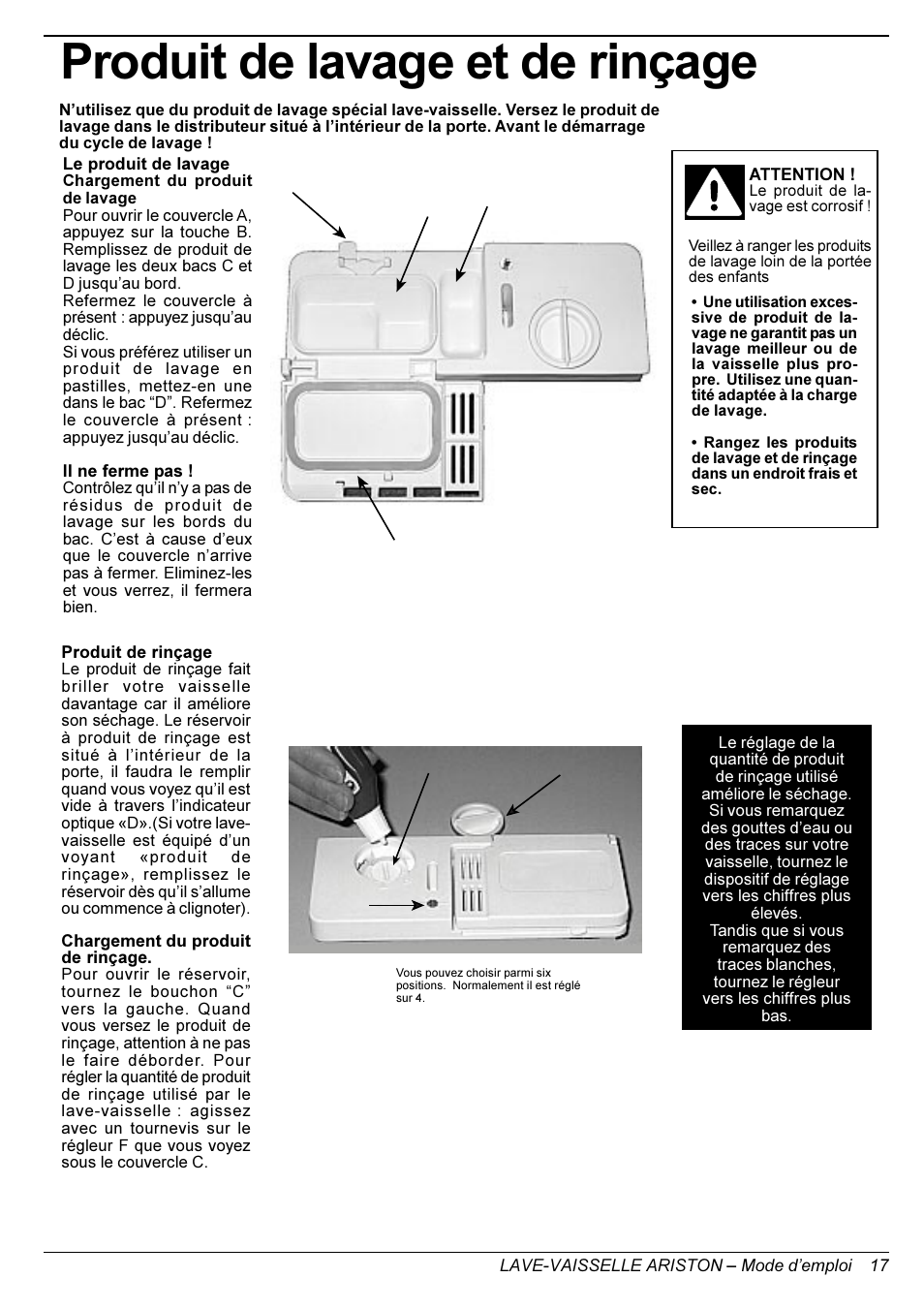 Produit de lavage et de rinçage | Ariston LI 640 I-B-S-W User Manual | Page 19 / 36