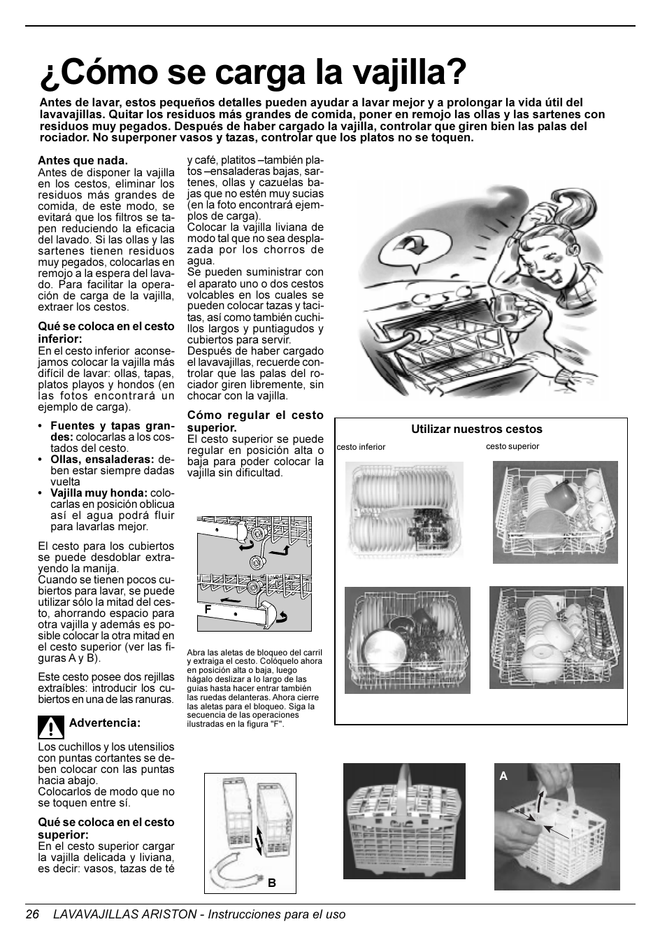 Cómo se carga la vajilla | Ariston LI 640 I-B-S-W User Manual | Page 28 / 36