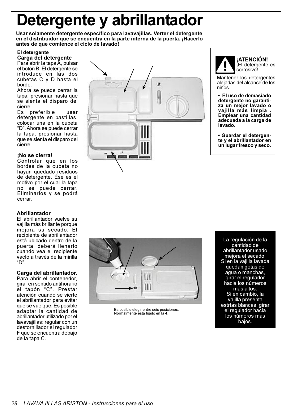 Detergente y abrillantador | Ariston LI 640 I-B-S-W User Manual | Page 30 / 36