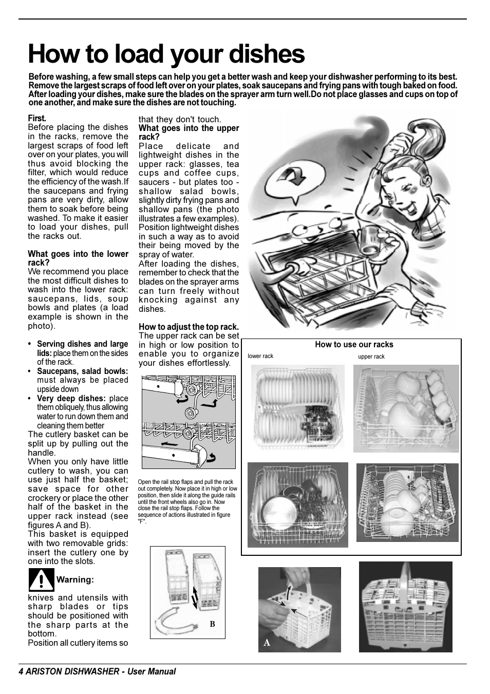 How to load your dishes | Ariston LI 640 I-B-S-W User Manual | Page 6 / 36