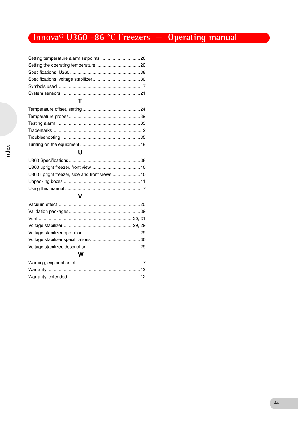 Eppendorf New Brunswick -86 °C Freezers Innova U360 User Manual | Page 44 / 46
