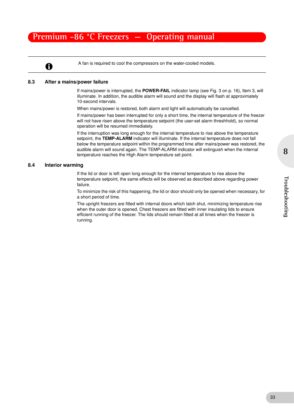 3 after a mains/power failure, 4 interior warming, After a mains/power failure | Interior warming, Premium -86 °c freezers — operating manual | Eppendorf New Brunswick -86 °C Freezers Premium User Manual | Page 33 / 44