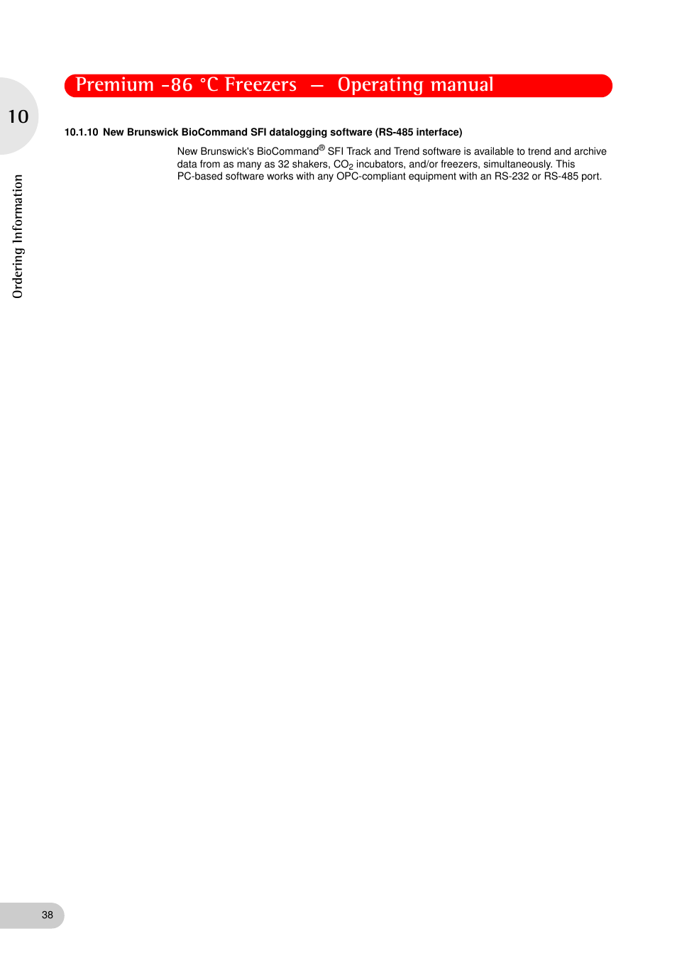 Premium -86 °c freezers — operating manual | Eppendorf New Brunswick -86 °C Freezers Premium User Manual | Page 38 / 44