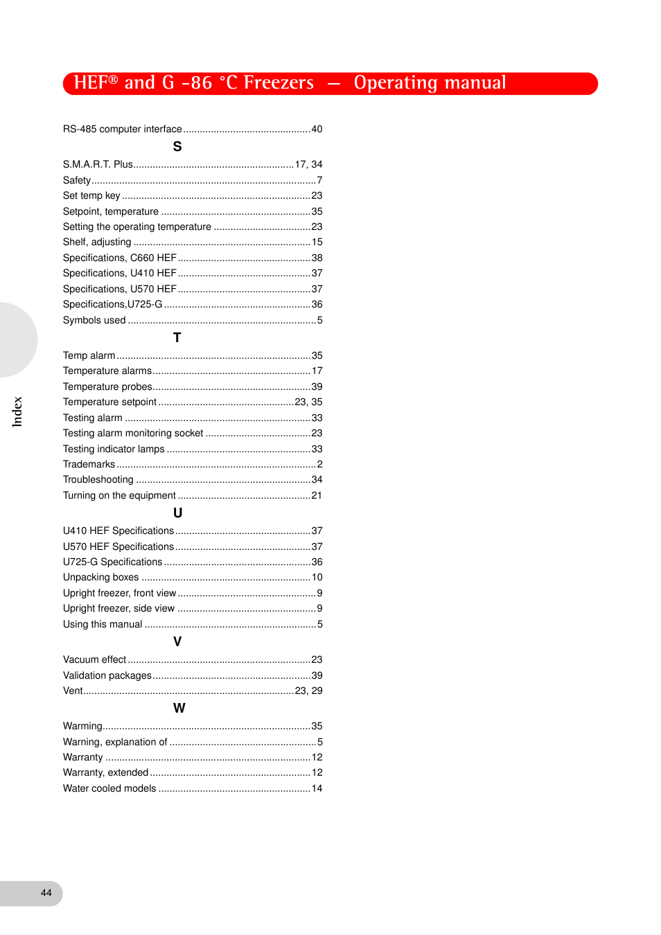 Hef® and g -86 °c freezers — operating manual | Eppendorf New Brunswick -86 °C Freezers G User Manual | Page 44 / 46