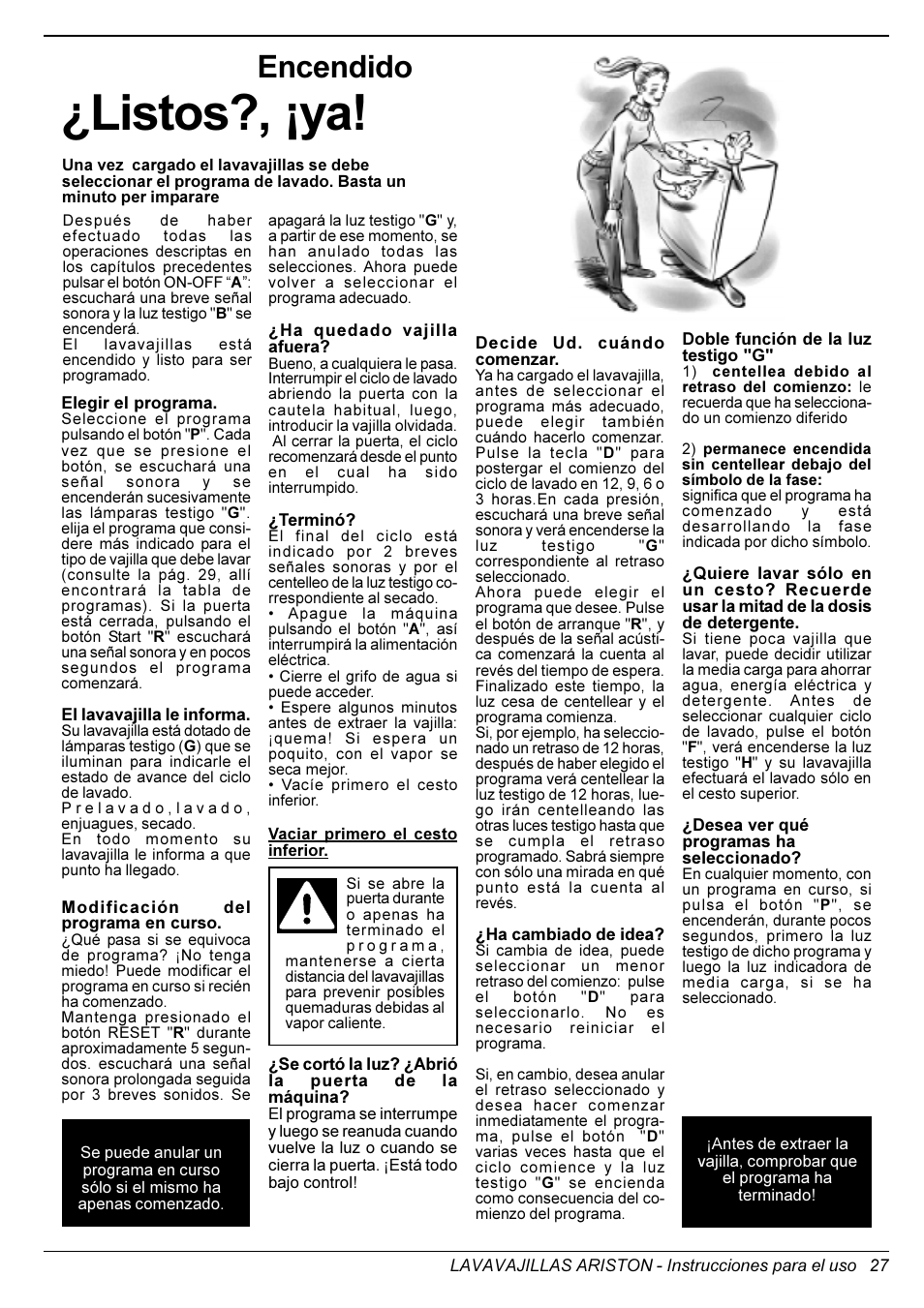 Listos?, ¡ya, Encendido | Ariston LL 65 B-S-W User Manual | Page 26 / 31