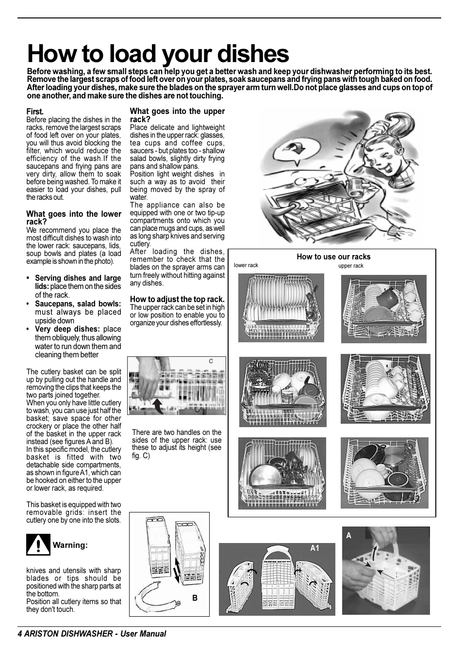 How to load your dishes | Ariston LL 65 B-S-W User Manual | Page 5 / 31