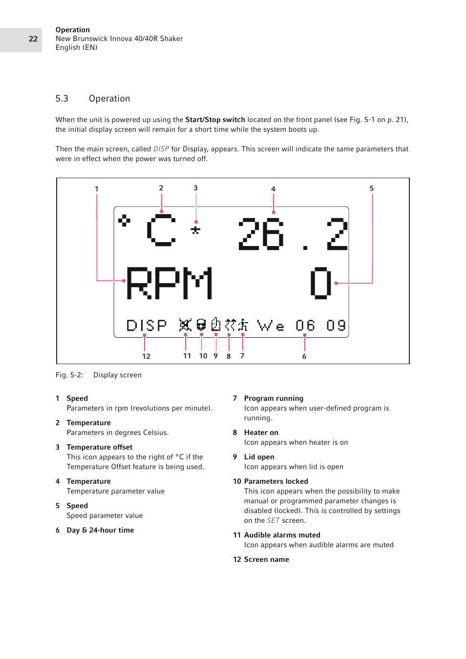 3 operation, Operation | Eppendorf Innova 40R Shaker User Manual | Page 22 / 64