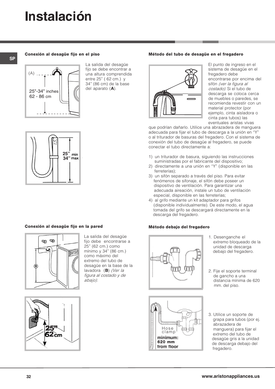 Instalación | Ariston AW 149 User Manual | Page 32 / 72