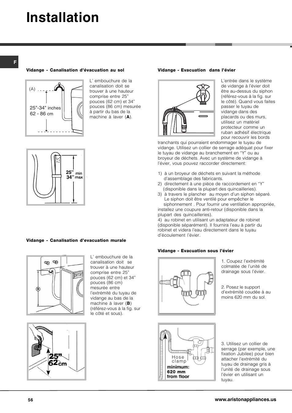 Installation | Ariston AW 149 User Manual | Page 56 / 72