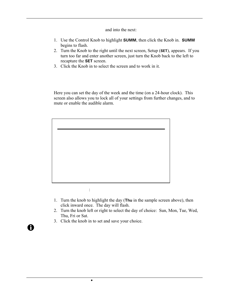 Set th 16:19, Setup, Day : thu hour/min : 16:19 lock : off mute : off | Eppendorf Innova 43R Incubator Shakers User Manual | Page 36 / 86