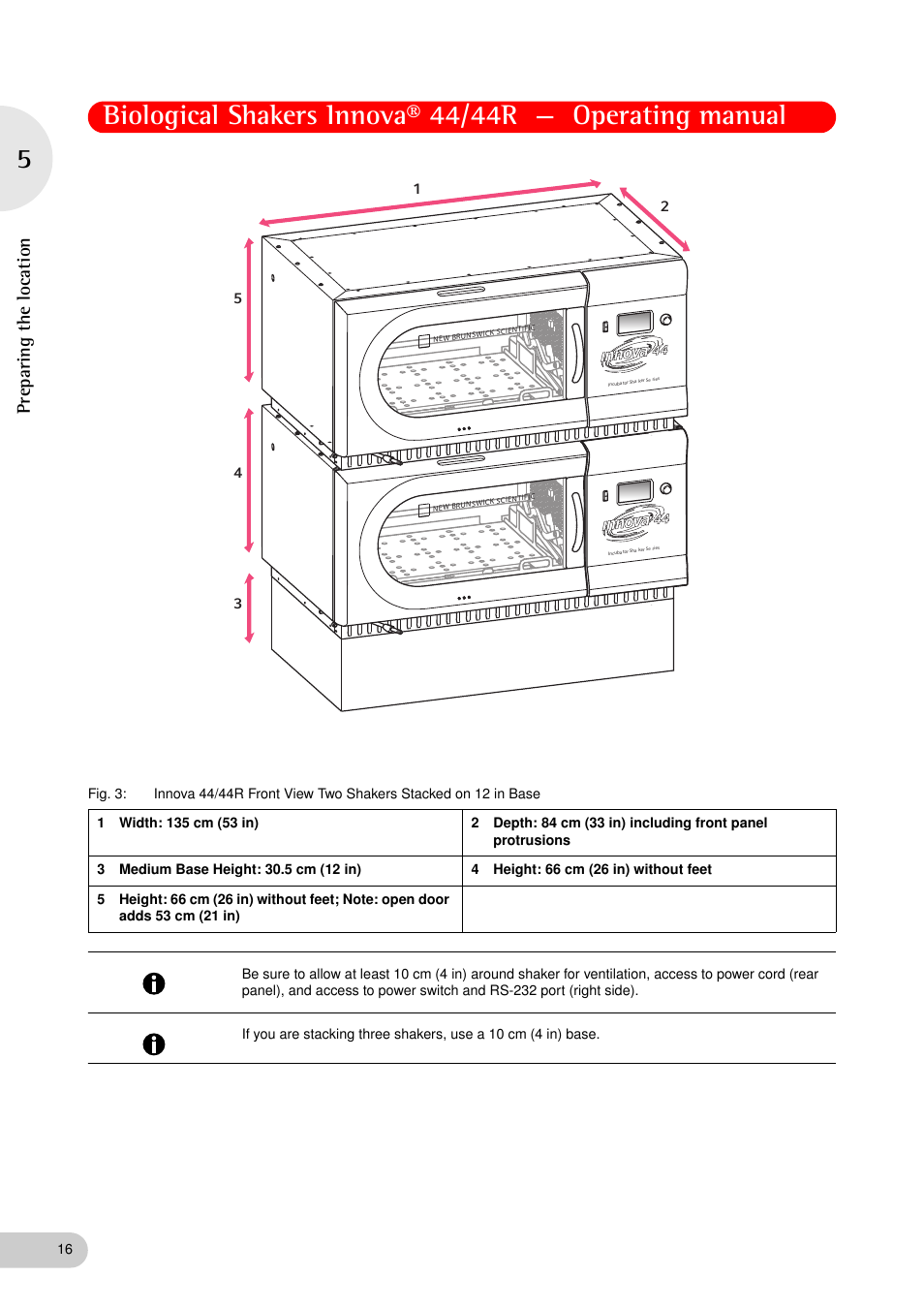 Pr epari ng the locat ion | Eppendorf Biological Shakers Innova 44R User Manual | Page 16 / 72