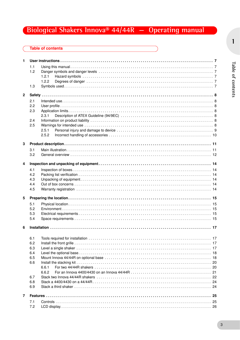 Eppendorf Biological Shakers Innova 44R User Manual | Page 3 / 72