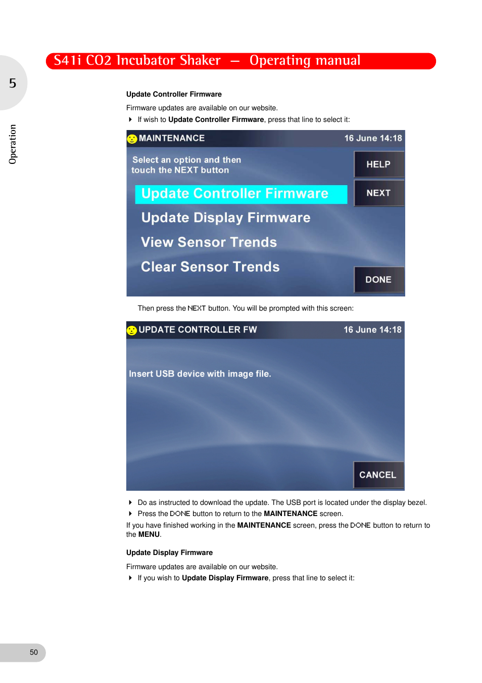 S41i co2 incubator shaker — operating manual | Eppendorf S41i Incubator Shaker User Manual | Page 50 / 72