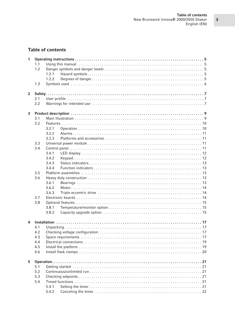 Eppendorf Innova 2050 Digital Platform Shaker User Manual | Page 3 / 42