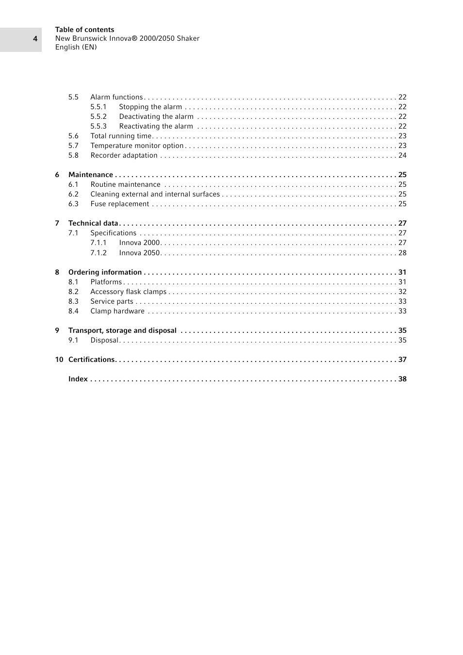 Eppendorf Innova 2050 Digital Platform Shaker User Manual | Page 4 / 42