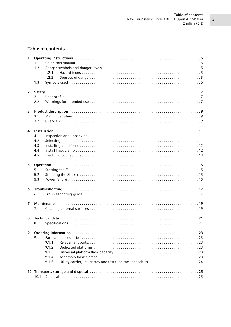 Eppendorf Excella E-1 Classic Platform Shaker User Manual | Page 3 / 32